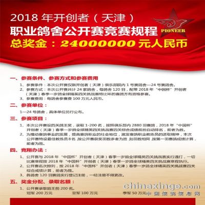 2018年开创者（天津）职业鸽舍公开赛竞赛规程 